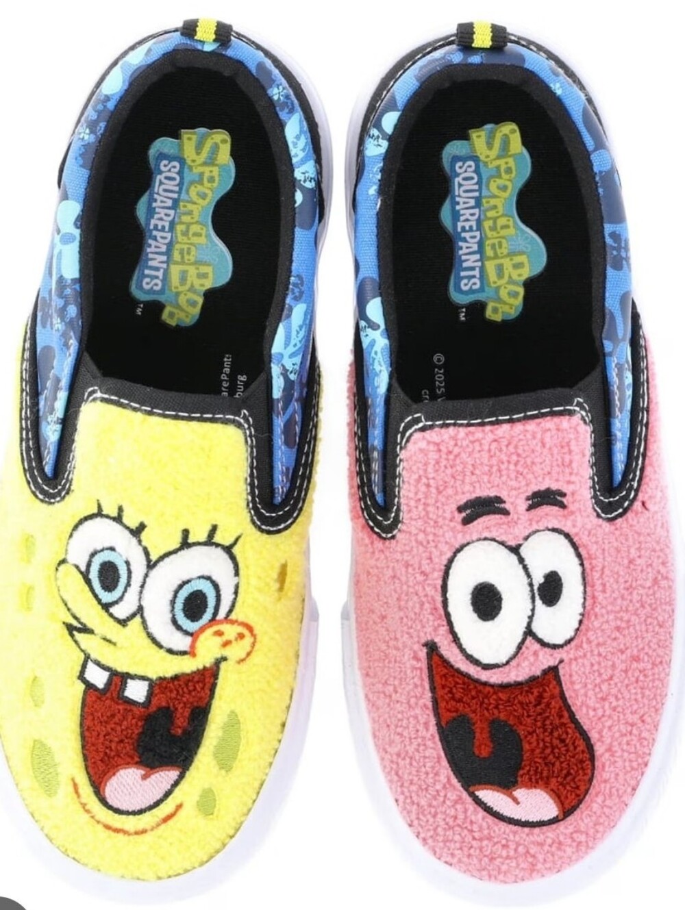 SpongeBob Squarepants Kids Fleece  Slip-On Sneakers - Yellow & Pink Sz 1 NEW